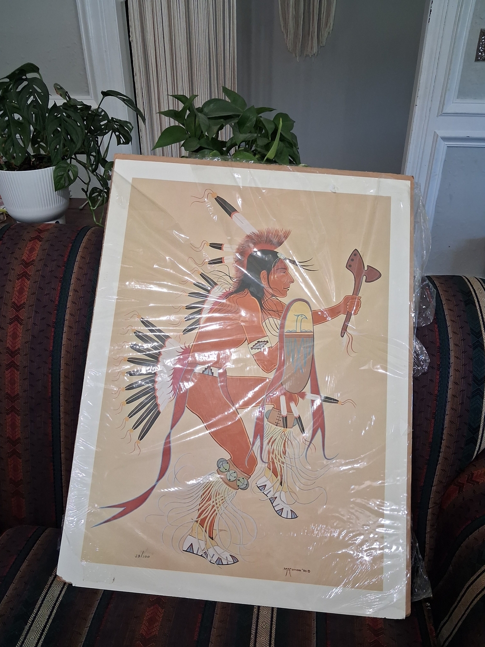 Vintage Oklahoma native muscogee art print painting numbered mcm big serigraph